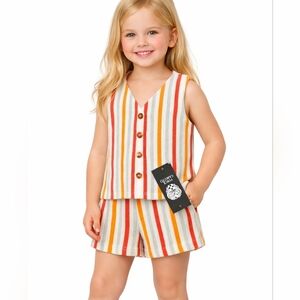 NWT Vince Camuto Girls Striped 2-Piece Set Shorts & Top Size 4T Cotton Blend